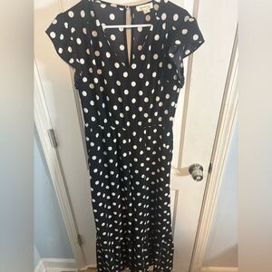 Monteau Black and White Polka Dot ruffled jumpsuit size m EUC